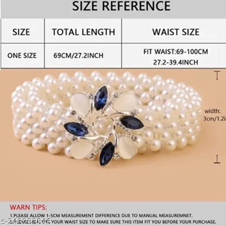 REDHORNS Rhinestone Elastic Saree Belt for Women Flower Design